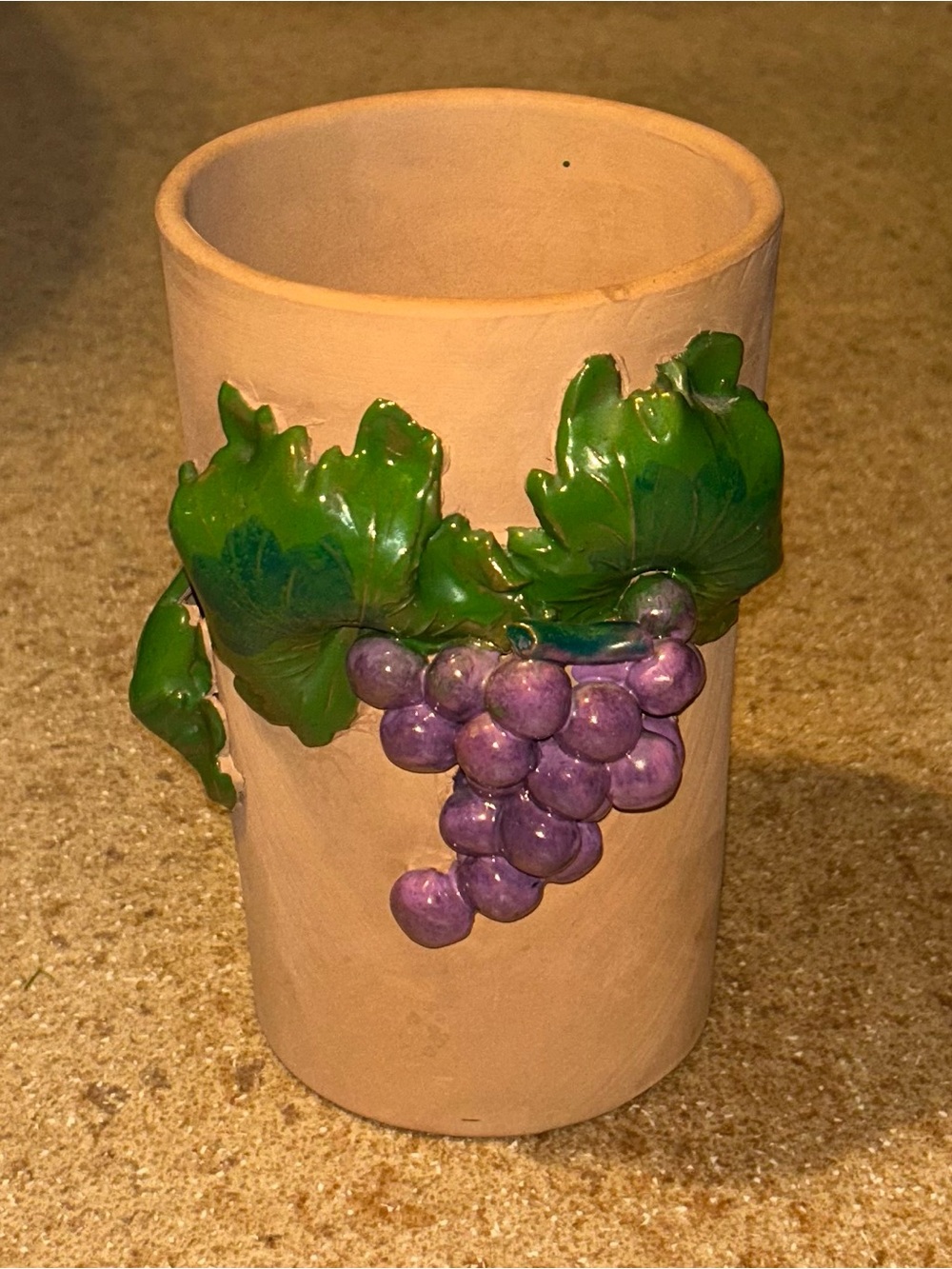 Terracotta Wine Bottle Chiller with 3D Grapes